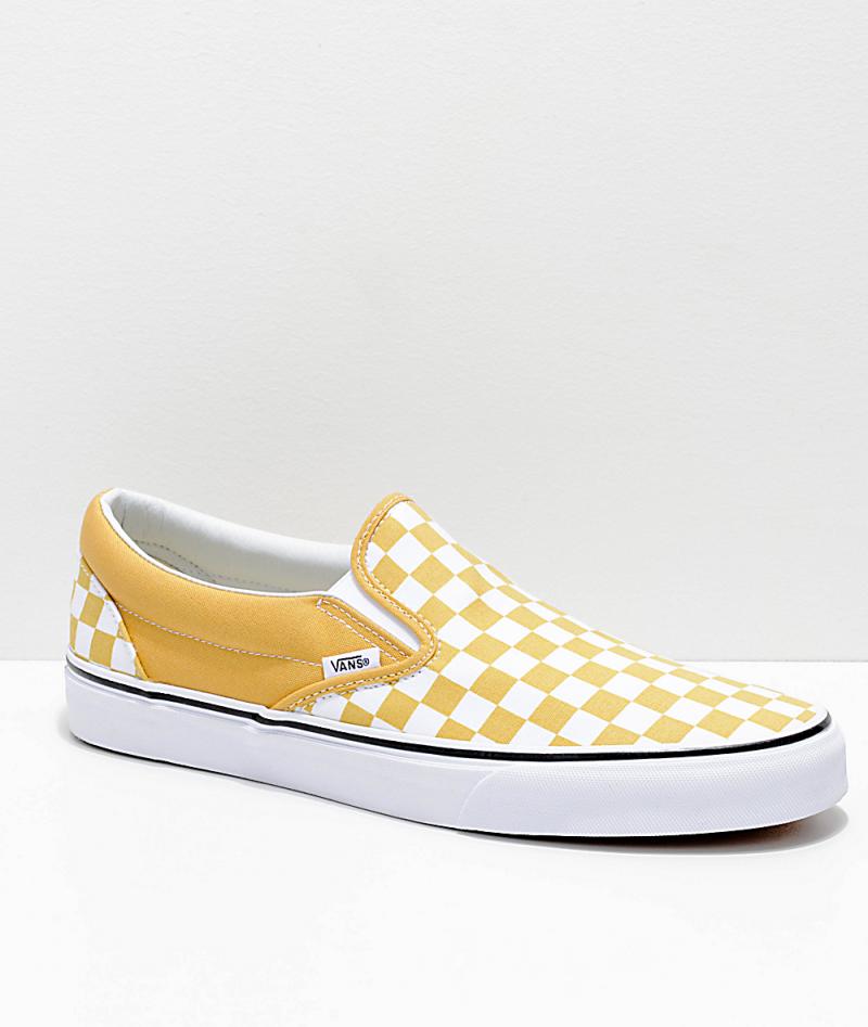 yellow and white checkerboard vans old skool