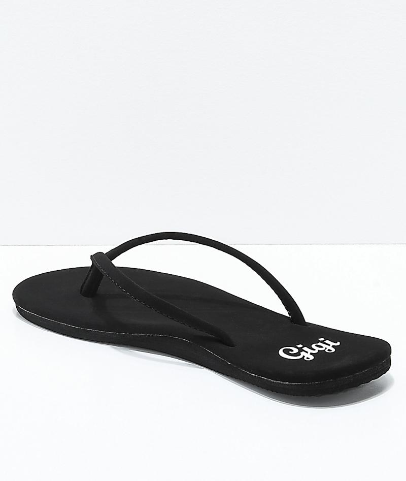 Gigi Bon Voyage Black Thong Sandals 