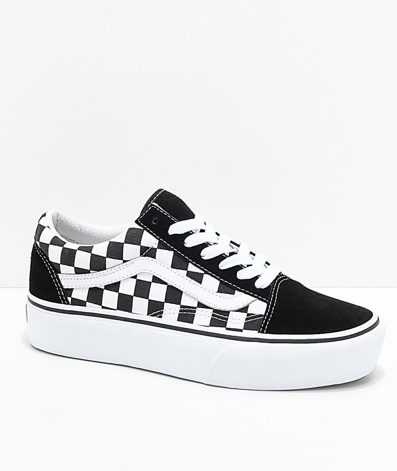 vans shoes checkered black and white